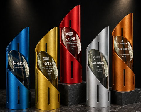Curved Colour Column Acrylic Set - custom acrylic awards with your logo